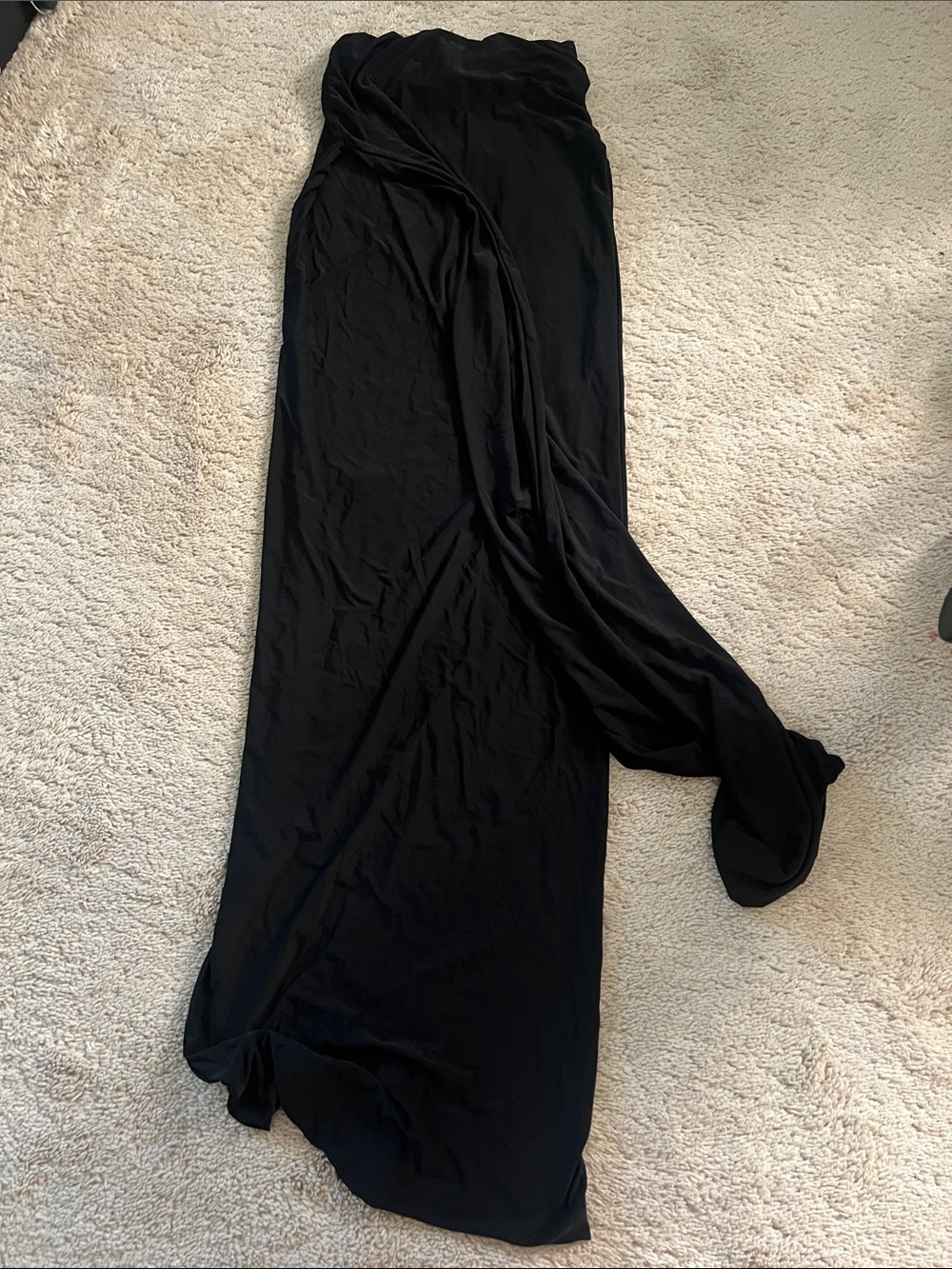 Black High Slit Maxi Skirt - Sleek Draped Designed